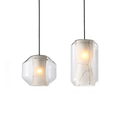 1-Light Pendant Lighting Contemporary Style Geometric Shape Stone Hanging Light Kit