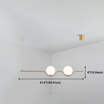 2-Light Hanging Island Lights Minimalist Style Ball Shape Metal Chandelier Light