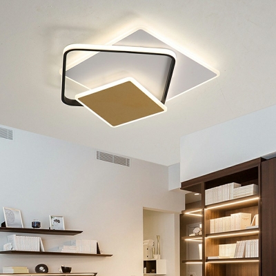 3-Light Flush Mount Light Contemporary Style Square Shape Metal Ceiling Mounted Fixture
