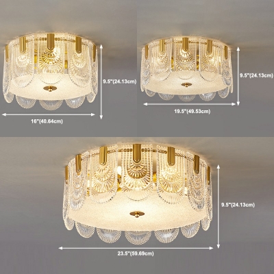 5-Light Flush Mount Lamp Traditional Style Drum Shape Metal Ceiling Mounted Light