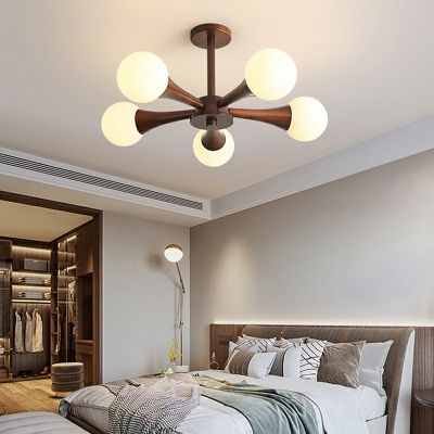 5 Lights Wood Chandelier Light Fixture Modern Simplicity Pendant Chandelier for Living Room