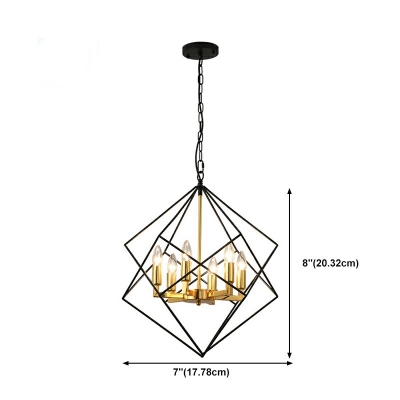 6-Light Hanging Pendant Lights Simplicity Style Cage Shape Metal Chandelier Lighting