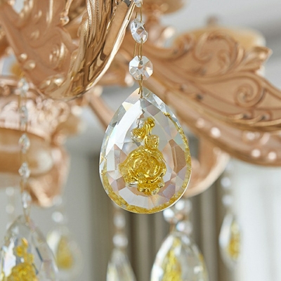 8 Lights Tapered Chandelier Light Fixtures European Style K9 Crystal Pendant Chandelier in Gold