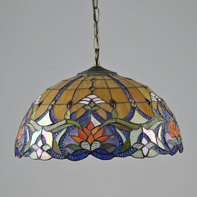 Beige Butterfly Pendant Lamp Tiffany Style Amber Glass 1 Light Pendant Ceiling Lights
