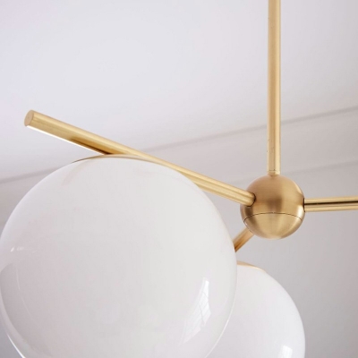 Glass Globe Suspended Lighting Fixture Brass 3 Lights Chandelier Lamp for Living Room