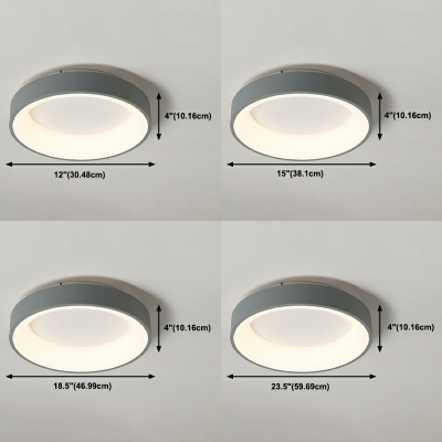 Metal Round Flush Mount Ceiling Light Contemporary Style LED Lighting