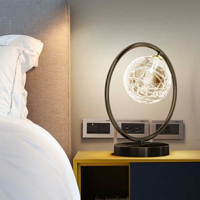 Modern Round Table Lamp LED Glass Shade Desk Lamp for Bedroom