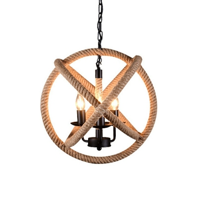 Modern Style Wire Globe Hanging Chandelier Metal 3-Lights Chandelier Lighting in Black