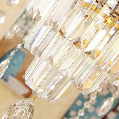 White Flared Chandelier Lamp European Style Clear Crystal Glass 6 Lights Chandelier Light Fixture