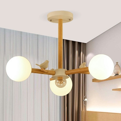 Wood Suspended Lighting Fixture Modern Nordic Style Chandelier Light Fixtures for Bedroom