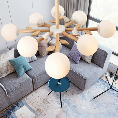 Wood Suspended Lighting Fixture Modern Nordic Style Chandelier Light Fixtures for Bedroom