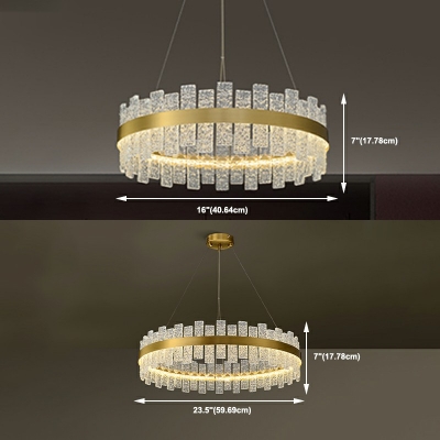 1-Light Chandelier Lighting Fixture Modern Style Round Shape Metal Third Gear Light Hanging Lamp Kit