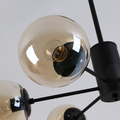 8-Light Hanging Lamp Minimal Style Globe Shape Glass Pendant Chandelier