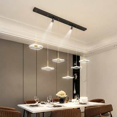 8-Light Hanging Light Kit Minimalism Style Geometric Shape Metal Suspension Lamp