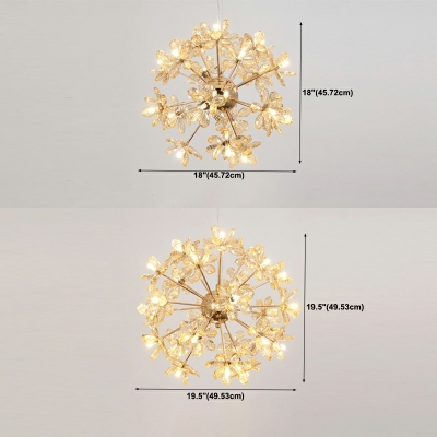 Crystal Flower Chandelier Lighting Fixtures Modern Style 18 Lights Chandelier Light Fixtures in Beige