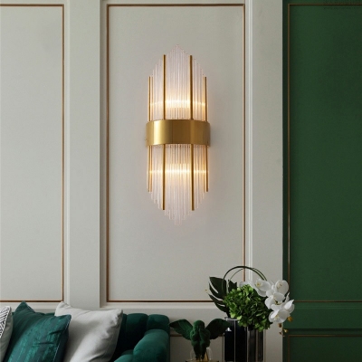 Crysyal Wall Mounted Lamps 2 Light Flush Mount Wall Sconce for Bedroom