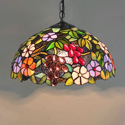 Domed Pendant Lamp Modern Style Glass 1 Light Hanging Light Fixtures in Green