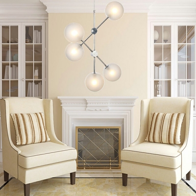 Metal 6 Lights Suspended Lighting Fixture Modern Chandelier Pendant Light for Living Room