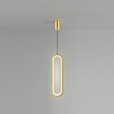 Metal Oval Pendant Light Kit Modern Style 1-Light Hanging Ceiling Light in Black
