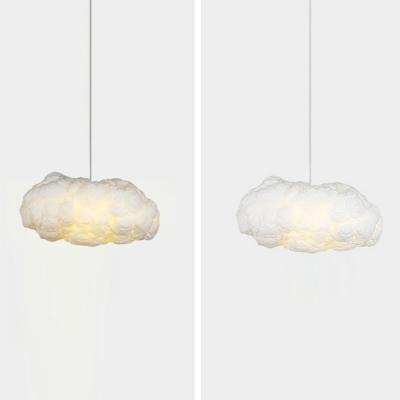 Modern Style Cloud Hanging Light Fixtures Silk 1 Light Hanging Lamp Kit in White