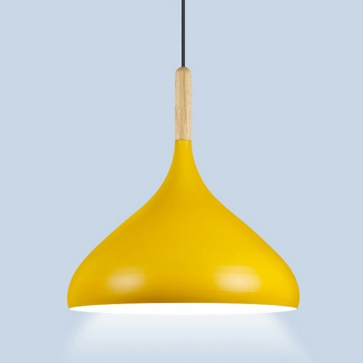 1-Light Down Lighting Pendant Contemporary Style Cone Shape Wood Pendulum Lights