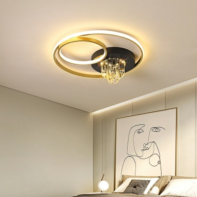 3-Light Flush Pendant Light Modernist Style Square Shape Metal Ceiling Mounted Fixture