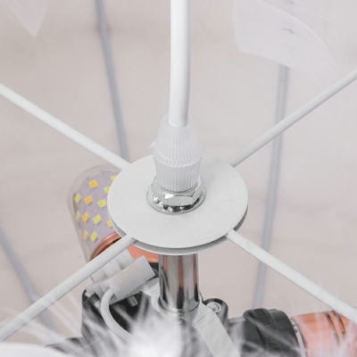 4-Light Chandelier Lighting Modernist Style Globe Shape Feather Hanging Lamp Kit