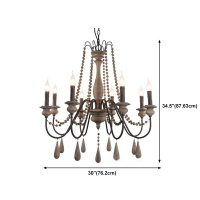 6-Light Flush Mount Light Traditional Style Bell Shape Wood Ceiling Mounted Fixture