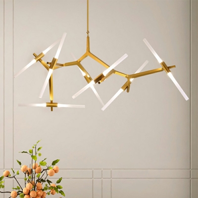 6-Light Hanging Pendant Lights Simplicity Style Branch Shape Metal Chandelier Lighting