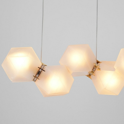6-Light Island Ceiling Light Industrial Style Geometric Shape Metal Chandelier Lights