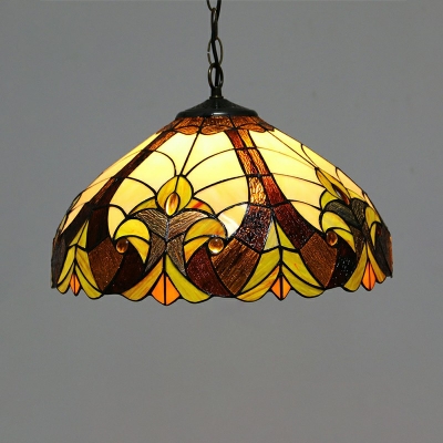 Bowl Pendant Lamp Tiffany Style Stained Glass 1 Light Pendant Ceiling Lights in Green