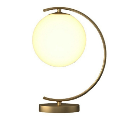 Contemporary Geometric Small Desk Task Lighting White Glass Nightstand Lamp
