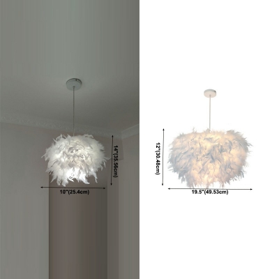Feather White Hanging Light Fixtures Modern Chandelier Pendant Light for Bedroom