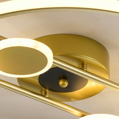 Gold Round Flush Mount Ceiling Light Modern Style Metal 3 Lights Flush Mount Lighting Fixture
