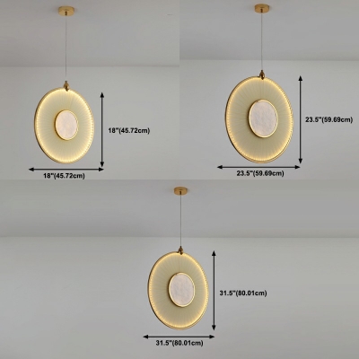 Ring-Shaped Pendant Light Kit Modern Style Silk 1-Light Pendant Ceiling Lights in Gold