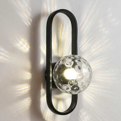 Simple Spherical Wall Mounted Light Fixture Glass and Metal Wall Sconce Lighting