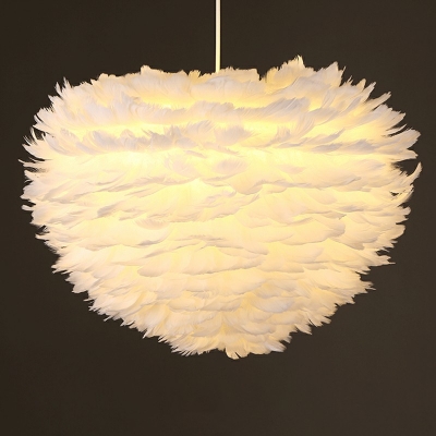 White Feather Chandelier Lighting Fixtures Modern Elegant Suspension Pendant Light for Living Room