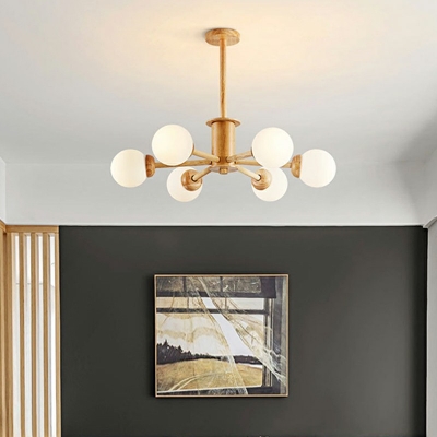 Wood Chandelier Lighting Fixtures Modern Simplicity Suspension Pendant Light for Bedroom