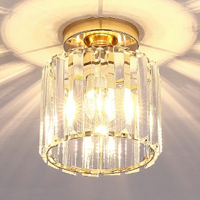 1-Light Flush Mount Lighting Traditional Style Cylinder Shape Metal Ceiling Mounted Fixture