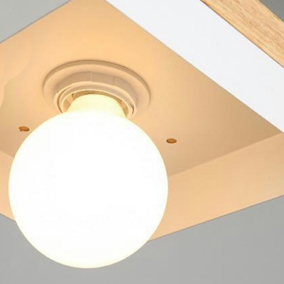 1-Light Suspension Lamp Contemporary Style Geometric Shape Wood Hanging Light Kit
