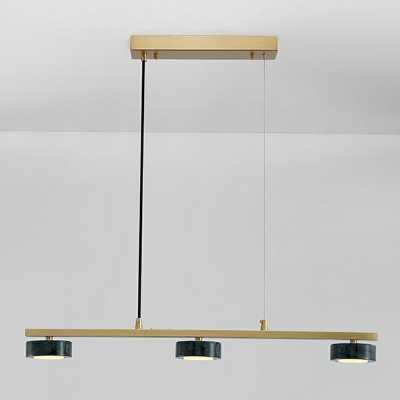 3-Light Hanging Island Lights Minimal Style Cylinder Shape Metal Pendant Chandelier