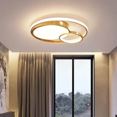 3-Light Flush Chandelier Contemporary Style Round Shape Metal Third Gear Ceiling Mounted Fixture