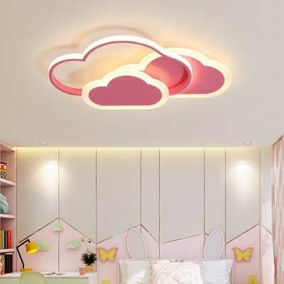 3-Light Flush Mount Lamp Kids Style Cloud Shape Metal Close To Ceiling Light