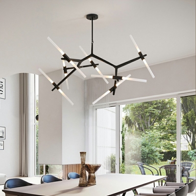 6-Light Hanging Pendant Lights Simplicity Style Branch Shape Metal Chandelier Lighting