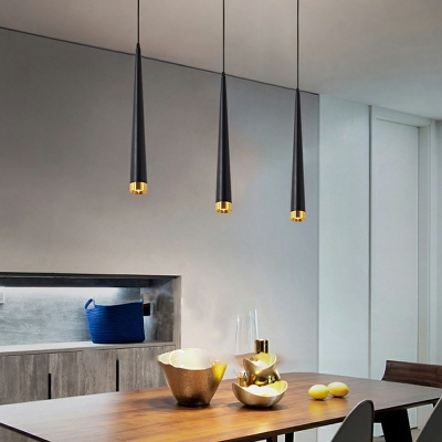 Black Tapered Hanging Pendant Lights Modern Style Metal 1-Light Hanging Light Fixtures