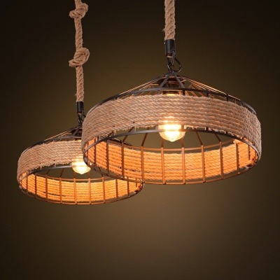 Industrial Hanging Lamp Kit Hand-Wrapped Rope Hanging Pendant Lights for Cafe