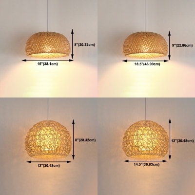 Modern Style Globe Pendant Lighting Rattan 1 Light Pendant Lights