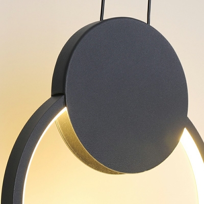 Ring Pendant Ceiling Lights Modern Style Metal 1-Light Pendant Light Fixture in Black