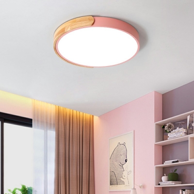 Wood Macaron Led Flush Mount Ceiling Lights Modern Minimalism Close to Ceiling Lamp for Bedroom