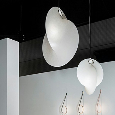 1 Light Diamond Hanging Light Modern Style Silk Pendant Ceiling Lights in White